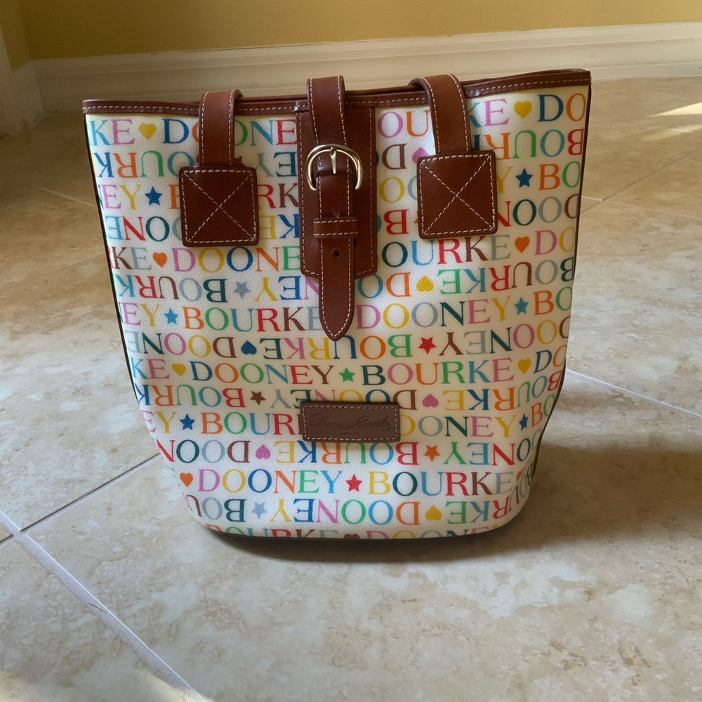 Dooney and Bourke multicolor lettering handbag